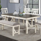 White/Grey & Dark Brown Rectangular Dining Table, Seats 6