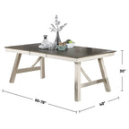 White/Grey & Dark Brown Rectangular Dining Table, Seats 6