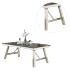 White/Grey & Dark Brown Rectangular Dining Table, Seats 6