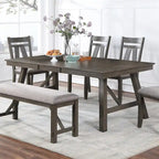 White/Grey & Dark Brown Rectangular Dining Table, Seats 6