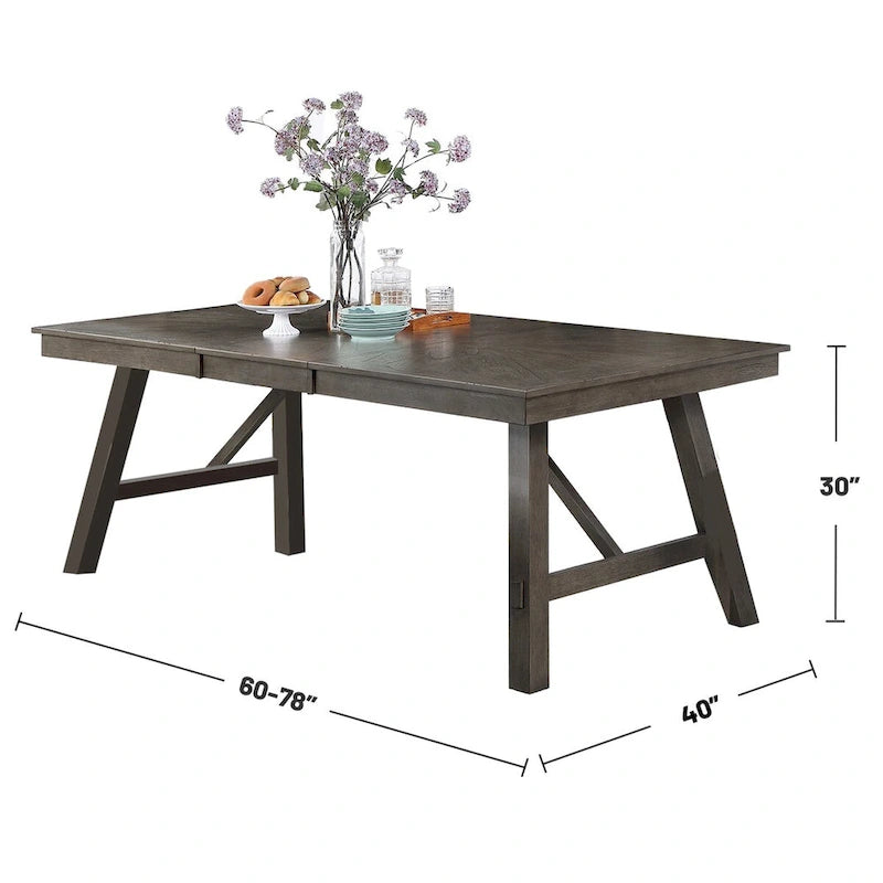 White/Grey & Dark Brown Rectangular Dining Table, Seats 6
