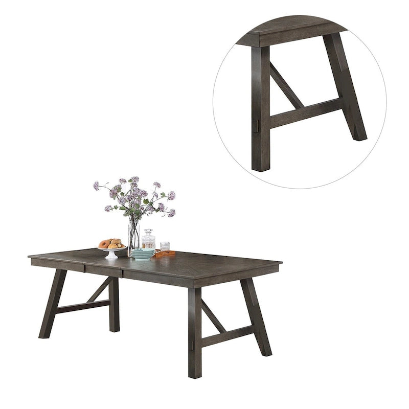 White/Grey & Dark Brown Rectangular Dining Table, Seats 6