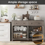 Ash Grey / White / Dark Brown Barn Door Buffet Sideboard, 2-Door 2-Drawer