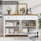 Ash Grey / White / Dark Brown Barn Door Buffet Sideboard, 2-Door 2-Drawer