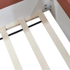 Brown & White Upholstered Daybed Frame with Fence & Stairs, 1–2 Person