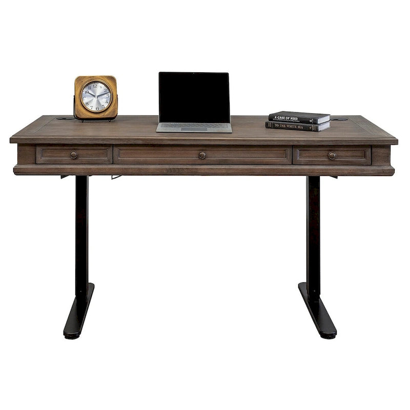 Weathered Gray Adjustable Height Standing Desk, 1-Person