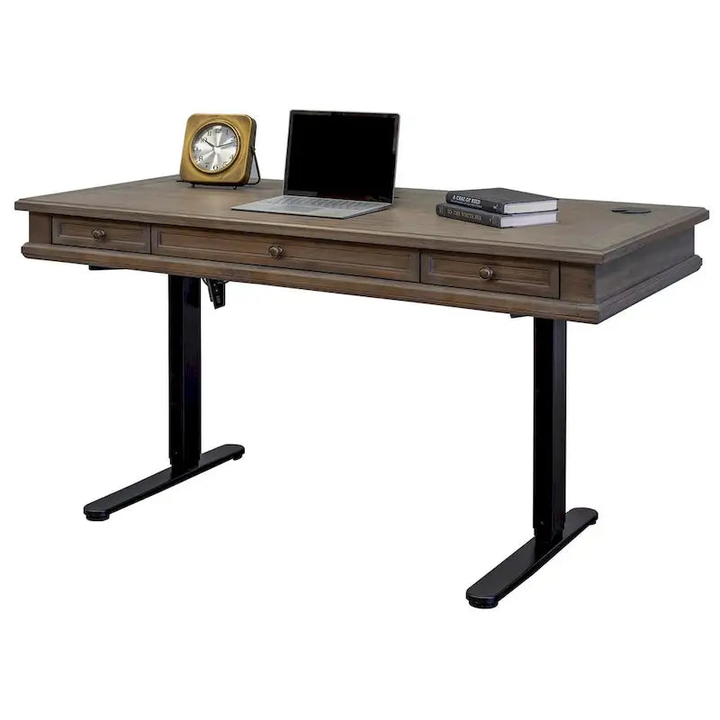 Weathered Gray Adjustable Height Standing Desk, 1-Person