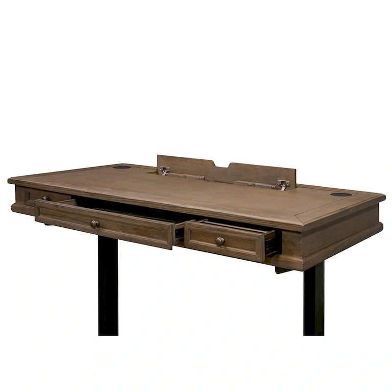 Weathered Gray Adjustable Height Standing Desk, 1-Person