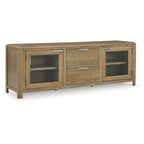 Light Brown 80" TV Stand for TVs up to 92", 2-Door Cabinet with Drawers