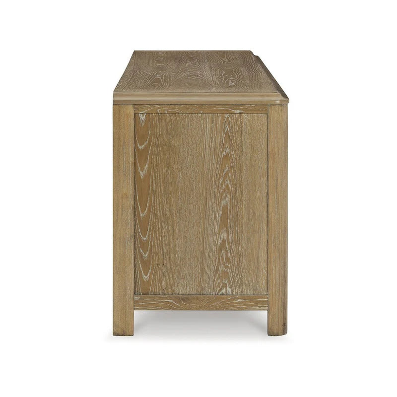 Light Brown 80" TV Stand for TVs up to 92", 2-Door Cabinet with Drawers