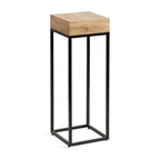 Natural/Black Mango Wood & Iron Accent Side Table