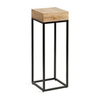Natural/Black Mango Wood & Iron Accent Side Table