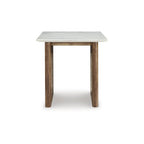 Light Brown/White Marble Top Round Side Table