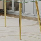 Silver/Gold Tempered Glass Top Dining Table, Stainless Steel Legs, Seats 2–4