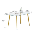 Silver/Gold Tempered Glass Top Dining Table, Stainless Steel Legs, Seats 2–4