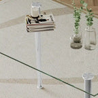 Silver/Gold Tempered Glass Top Dining Table, Stainless Steel Legs, Seats 2–4
