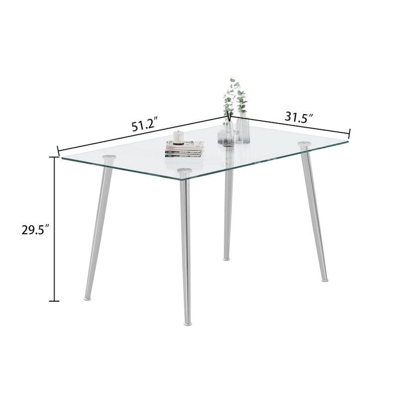 Silver/Gold Tempered Glass Top Dining Table, Stainless Steel Legs, Seats 2–4