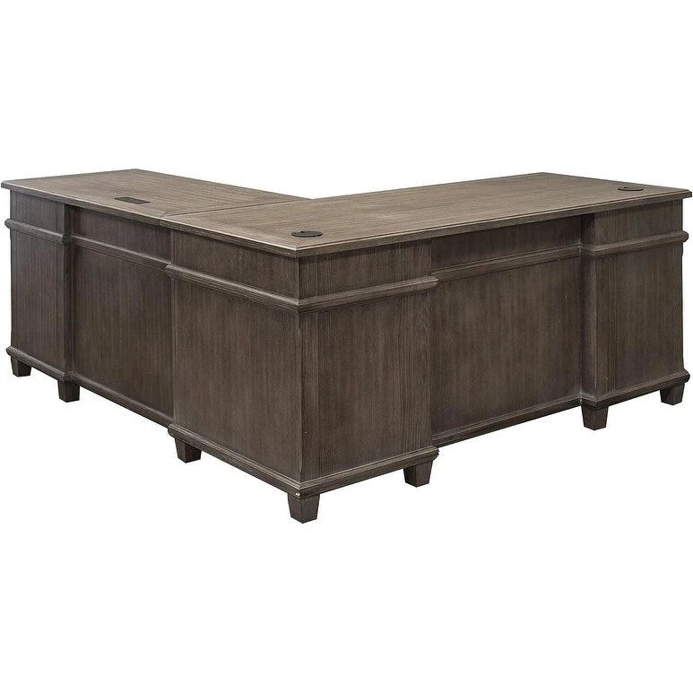 Weathered Gray L-Shaped Writing Desk with Return, 1-Person