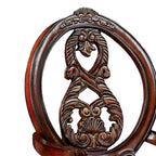 Brown & Beige Carved Back Dining Chair, Cabriole Legs, Set of 2