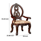 Brown & Beige Carved Back Dining Chair, Cabriole Legs, Set of 2