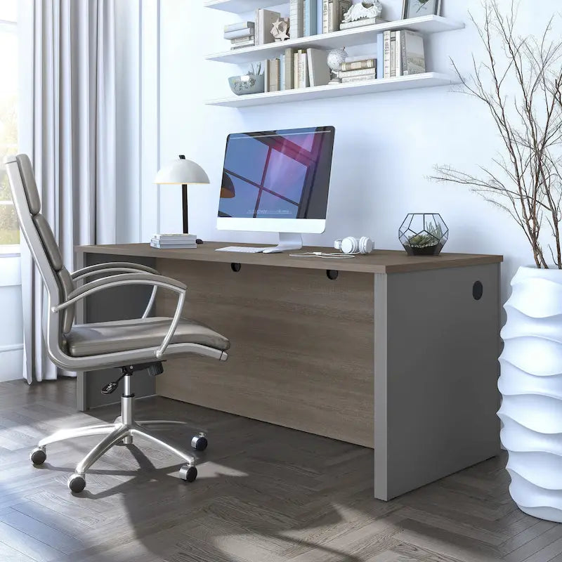 Bark Grey & Slate 72" Desk Shell – 2-Person Assembly