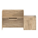 White & Oak Reception Desk with Keyboard Drawer, Single Person