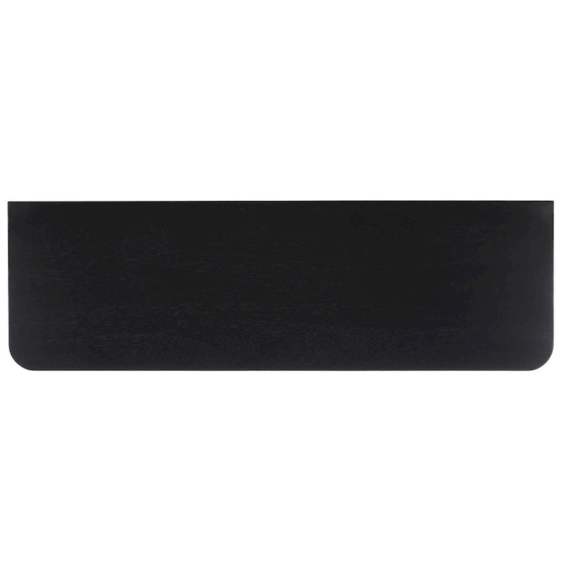 Black/Natural 2-Door 2-Shelf Slatted Media Stand