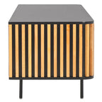 Black/Natural 2-Door 2-Shelf Slatted Media Stand